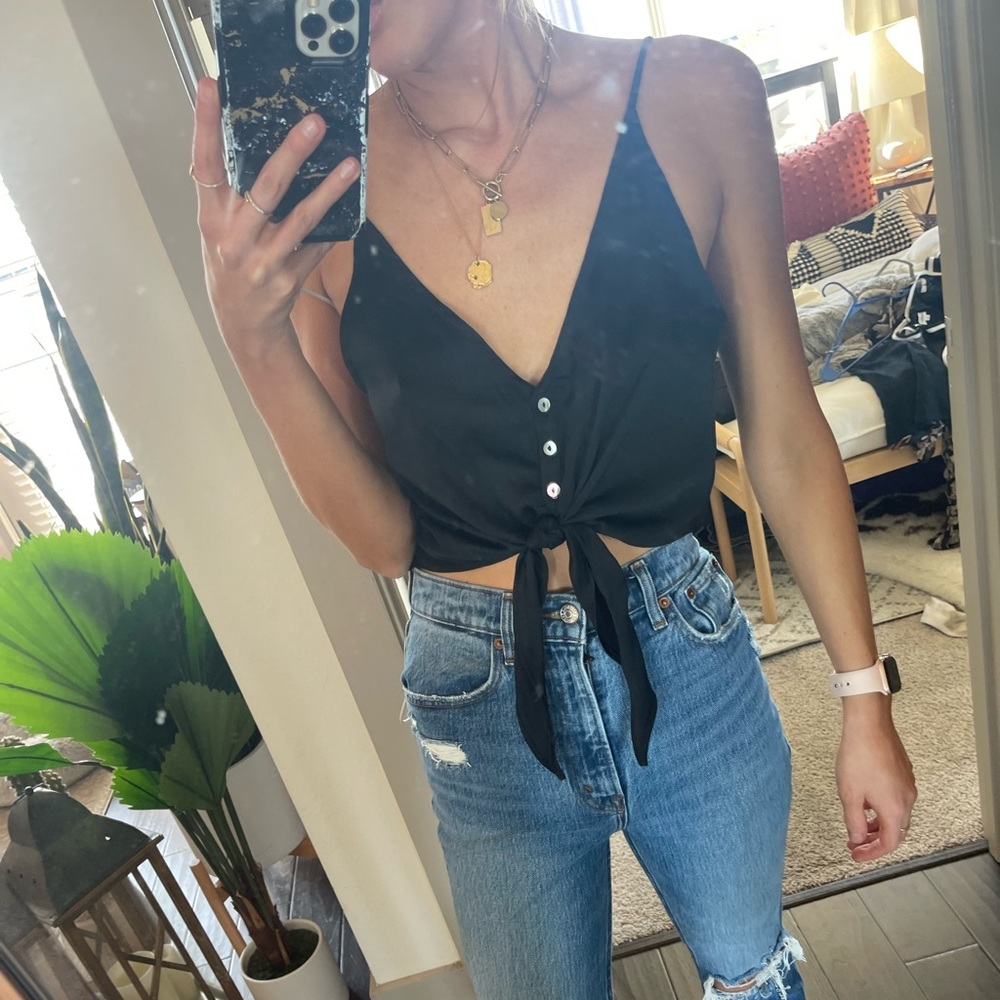 Free People black front tie crop top
